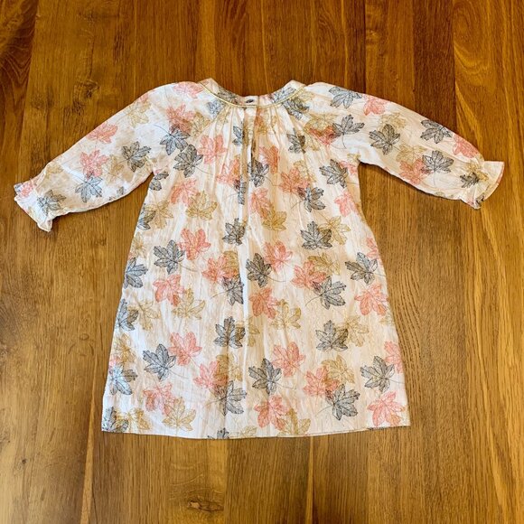 VELVETEEN Leaf Print Baby Dress Girls 6 Mos Autumn Leaves Fall Colors Cotton - Picture 2 of 7